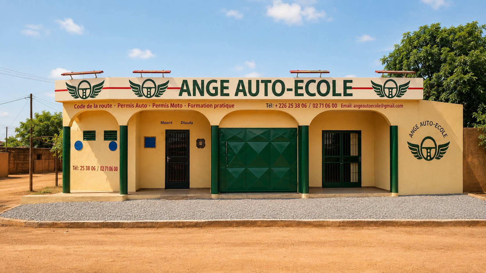 Ange Auto-École de nuit, enseigne éclairée